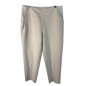 Athleta Brooklyn Ankle Pants Womens 16 Beige Khaki Tapered Elastic Waist Trouser